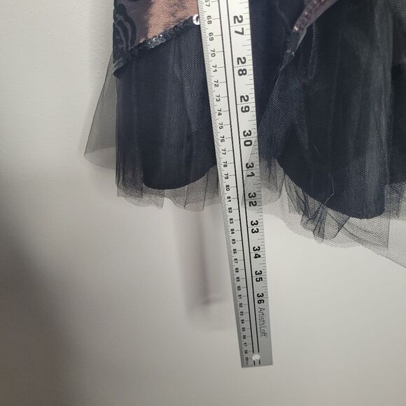 masquerade bronze black whimsigoth witchy dark fairy tule mini dress size 3/4 - Picture 5 of 6